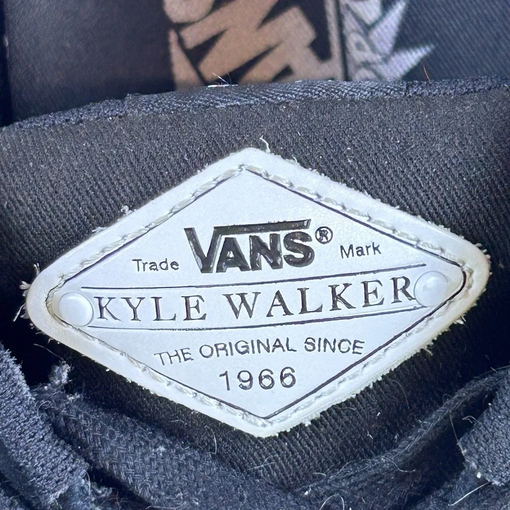 Vans Kyle Walker Pro Skate Shoes Mens‎ 8.5 Black Yellow Suede Canvas Wafflecup